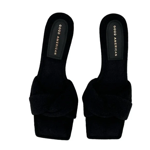 Good American Terry Kickstand Slides in a Size 9 Black New In Box - Picture 7 of 11